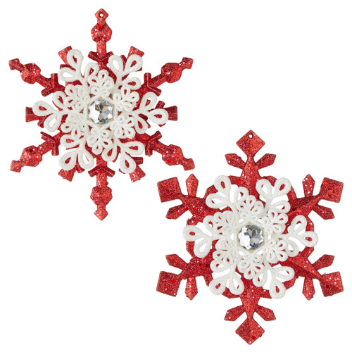 Red and White Hanging Snowflake