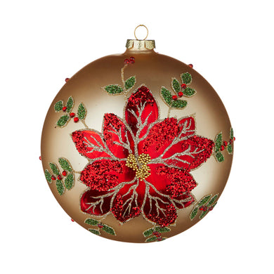 Gold Poinsettia Ball Ornament