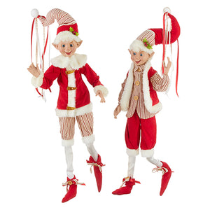 Ticking stripe Posable Elf - 30 inches