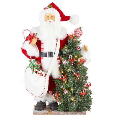 Peppermint Santa with Light Up tree