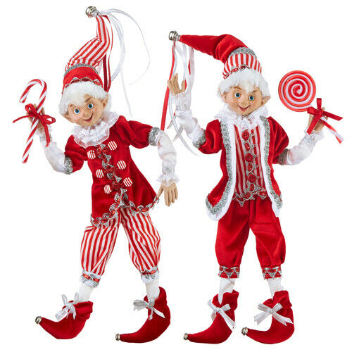 Posable Red and White Peppermint Posable Elf