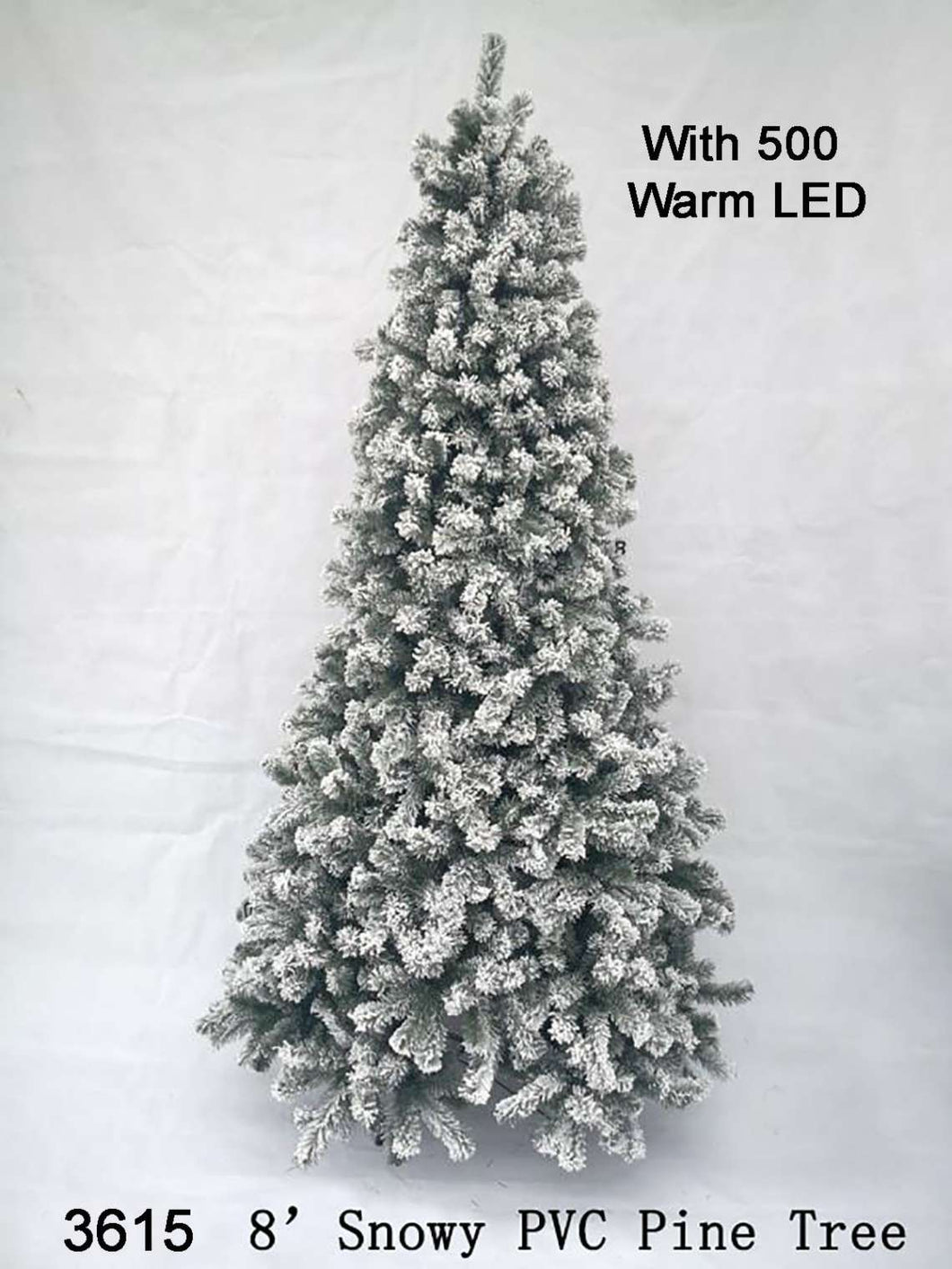 Green Flocked Snowy PVC Pine Tree with 500 LED Lights