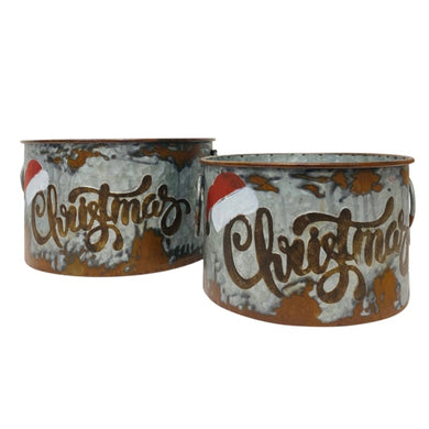 Round Christmas Tins - Set of 2