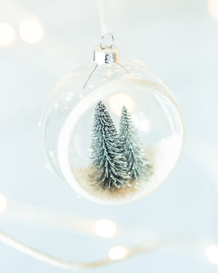 Glass Frosted Tree Globe - Green Tree