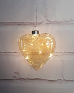 Champagne Coloured, Twinkle filled glass -  Heart