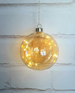 Champagne Coloured, Twinkle filled glass -  Round Sphere