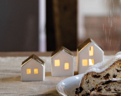 Three mini LED Illuminated Houses