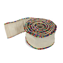 Load image into Gallery viewer, Multi Coloured Pom Pom Wired Ribbon