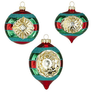 Stripped Vintage Glass Hanging Ornaments