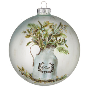 Winter Farmhouse Floral Glass Hanging Ornaments