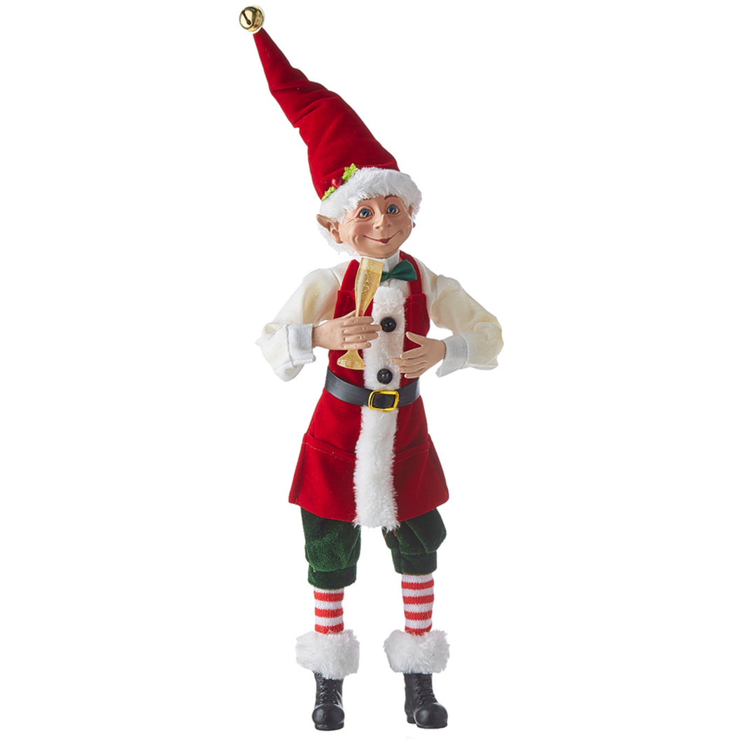 Posable Elf Holding Champagne Glass -16 inches