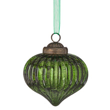 Load image into Gallery viewer, Emerald Green Mercury Glass Ganging Ornaments
