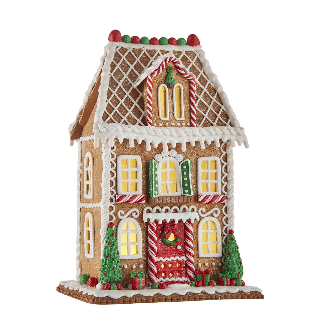 Gingerbread House Which Lights Up With 2 Mini Christmas Trees
