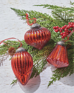 Red Mercury Glass Ganging Ornaments