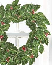 Load image into Gallery viewer, Glittered Green Holly Wreath